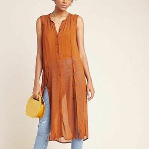 Anthropologie Maeve Sheer Button Duster